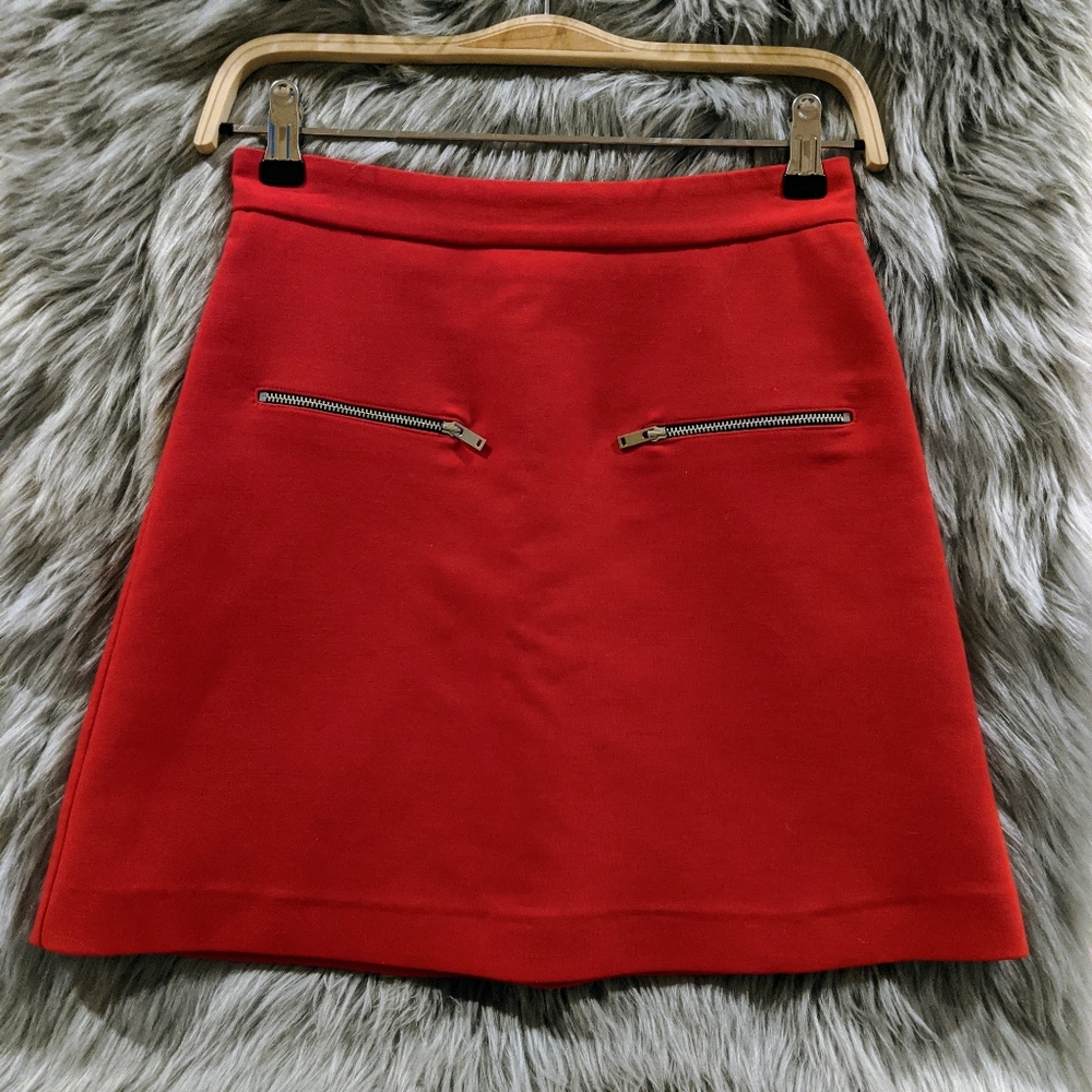 Zara Red A-Line Mini Skirt